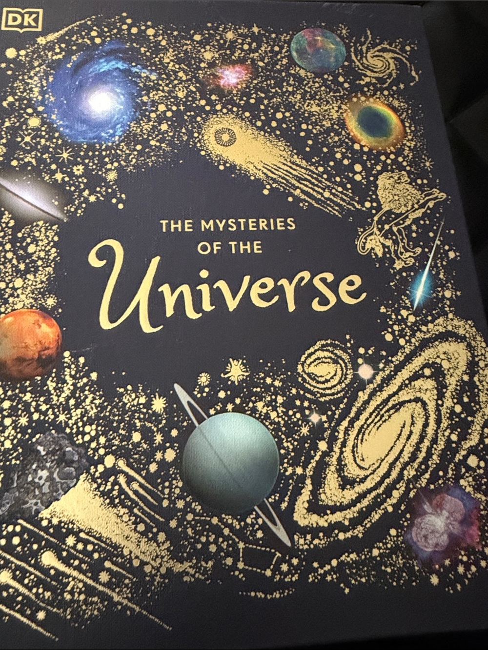 DK The Mysteries of the Universe Hardcover Book - Gold & Navy Cosmic Cover